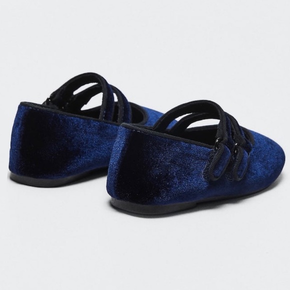 NWT Mango Velcro Fastening Velvet Ballerina Flats - Picture 2 of 8